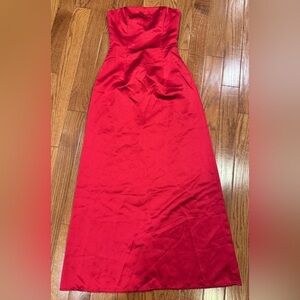 Y2K Jessica McClintock for Gunne Sax Red Satin Beaded Strapless Prom Dress Sz 3